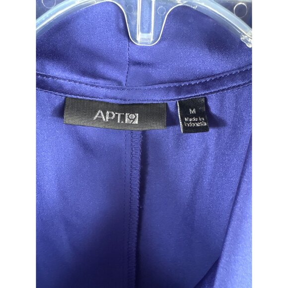 Apt. 9 Womens Cowl Neck Sleeveless Blouse Medium Royal Blue Satin - Picture 2 of 7